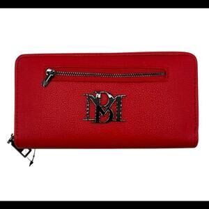 Badgley Mischka Wallet Red Pebbled Vegan Leather 8" x 4" NWT (MSRP $59)